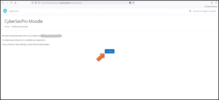 Figure 3. DCM: Account creation confirmation page